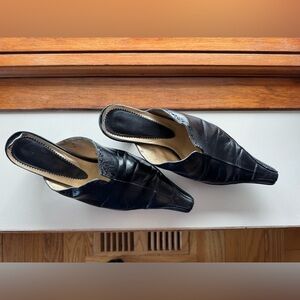 BelleDonne Classic Black Leather Mules